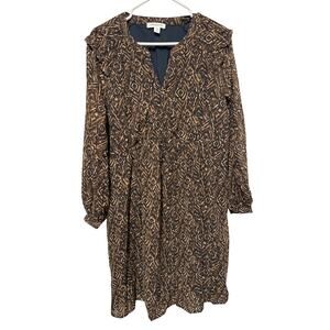 beachlunchlounge Brown/black/cream Dress Lined lightweight ruffle Size Medium